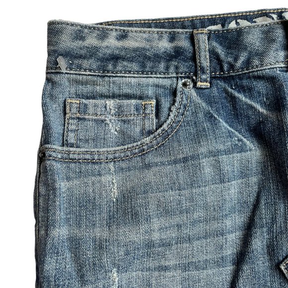 Converse Denim Skirt 28 Miniskirt Mini Short Jean Distressed Light Wash Frayed - Picture 5 of 13